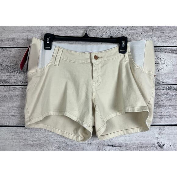 NWT Isabel Maternity by Ingrid Midi Cream Denim Shorts - Size 8 - Picture 1 of 2